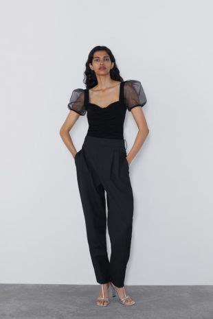 zara body suits|zara bodysuit with organza sleeves.